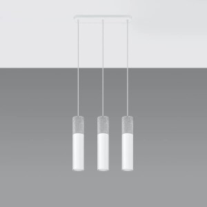 Sollux Lighting Hängeleuchte Borgio 3L Weiß, moderne Lampe mit drei Leuchten aus Stahl und Beton.