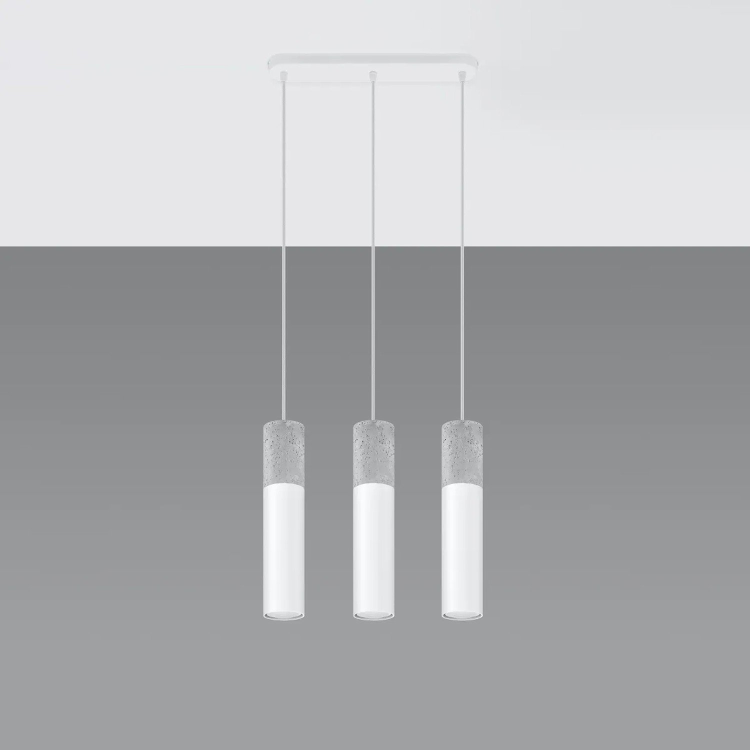 Sollux Lighting Hängeleuchte Borgio 3L Weiß, moderne Lampe mit drei Leuchten aus Stahl und Beton.