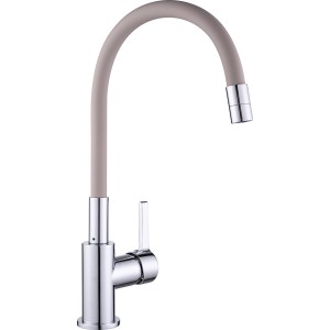 baliv Küchenarmatur KI-1822 Chrom-Taupe mit schwenkbarem Silikonauslauf.