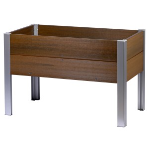 Dobar Hochbeet WPC Teak, 91x50x60cm, mit Alu-Standbeinen. Ideal für Garten & Balkon.