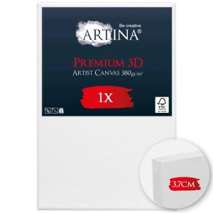 Artina Premium 3D Keilrahmen, 70x100cm, weiße Leinwand aus Baumwolle, 380g/m².