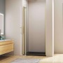 AICA Nischentür Falttür, 80cm, gold gebürstet, 6mm ESG Glas. Dusche mit Drehtür.