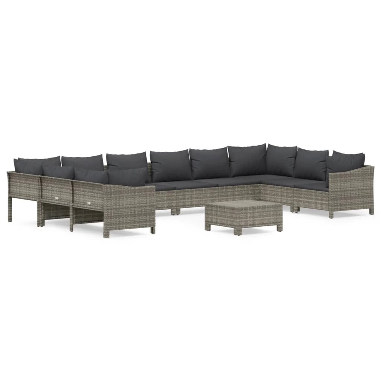 Vidaxl 11-tlg. Garten-lounge-set Mit Kissen Grau Poly Rattan günstig online kaufen