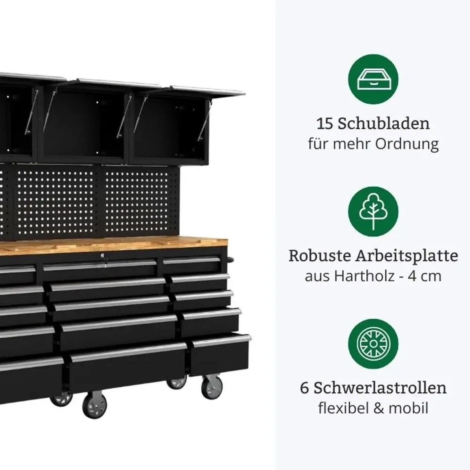 Galaflor Mobile Werkbank mit Lochwand Oberschränken und Arbeitsplatte 183 cm_3