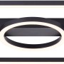 Moderne, schwarze LED-Deckenleuchte Maureen, 40x40 cm, mit quadratischem und rundem Leuchtelement.