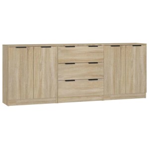 vidaXL 3-Tlg Sideboard Sonoma Eiche-Optik Holzwerkstoff 3115782