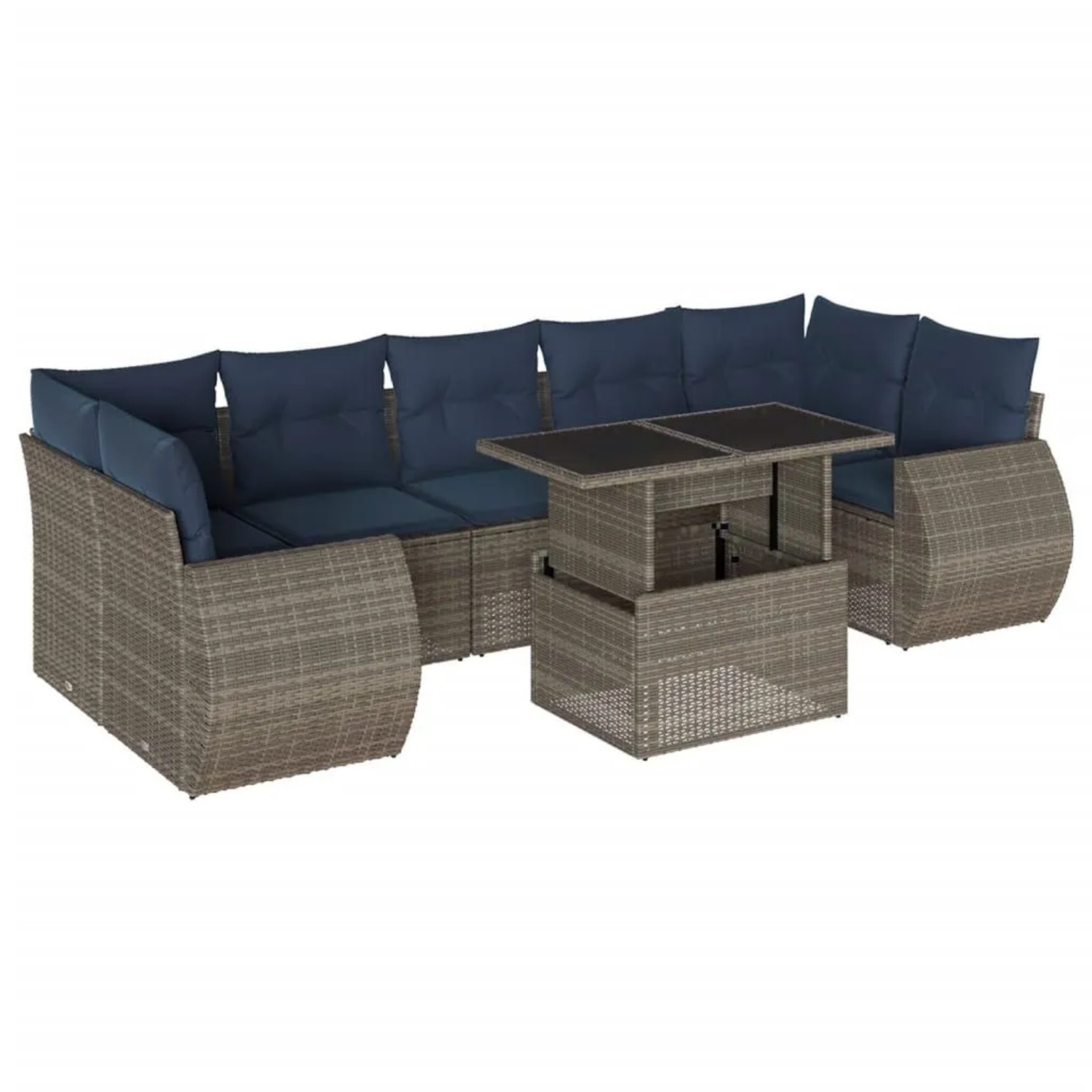 vidaXL 8-Tlg Gartensofa-Set mit Kissen Grau Polyrattan 3268411 günstig online kaufen