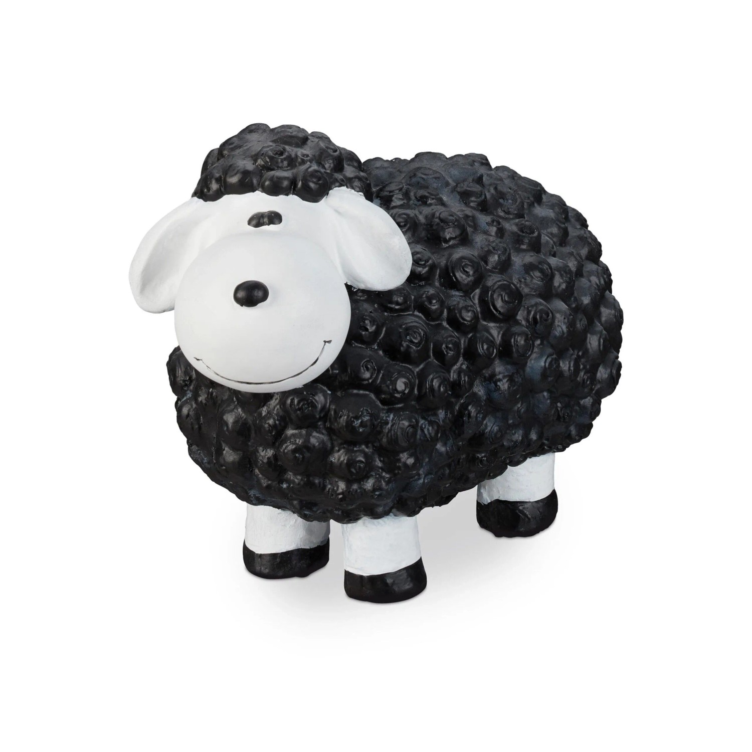 Relaxdays Gartenfigur Schaf Keramik Schwarz Wetterfest 33 cm x 24 cm x 44 cm 4,1 kg