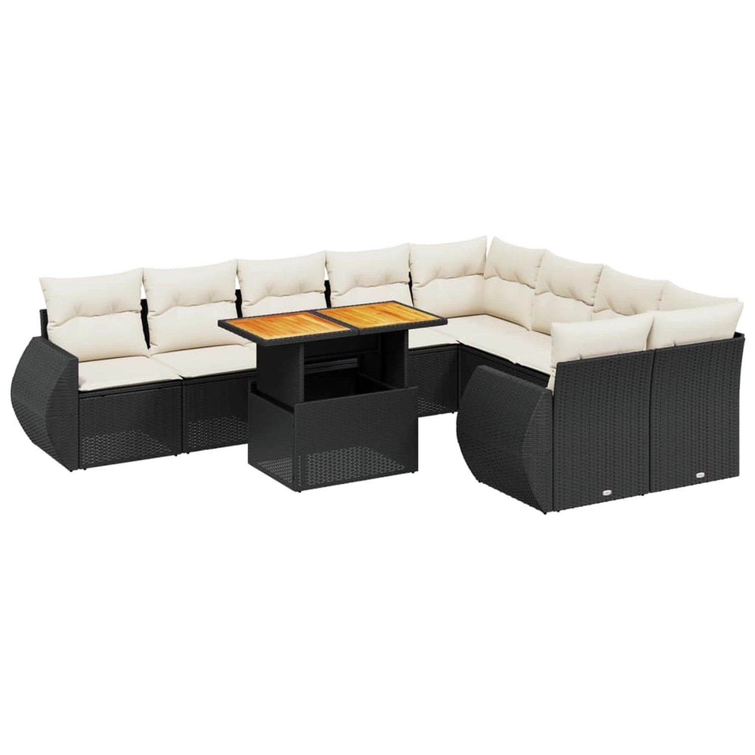 vidaXL 10-Tlg Garten-Sofagarnitur mit Kissen Schwarz Poly Rattan 3272351 günstig online kaufen