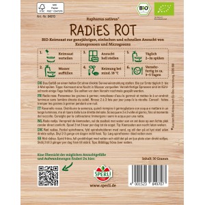 Sperli BIO Keimsprossen Radies Rot Packung, Keimsaat für Sprossen und Microgreens.