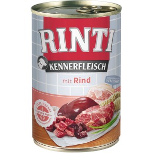 Rinti Kennerfleisch Rind, 400g Dose Hunde-Nassfutter mit hohem Fleischanteil.