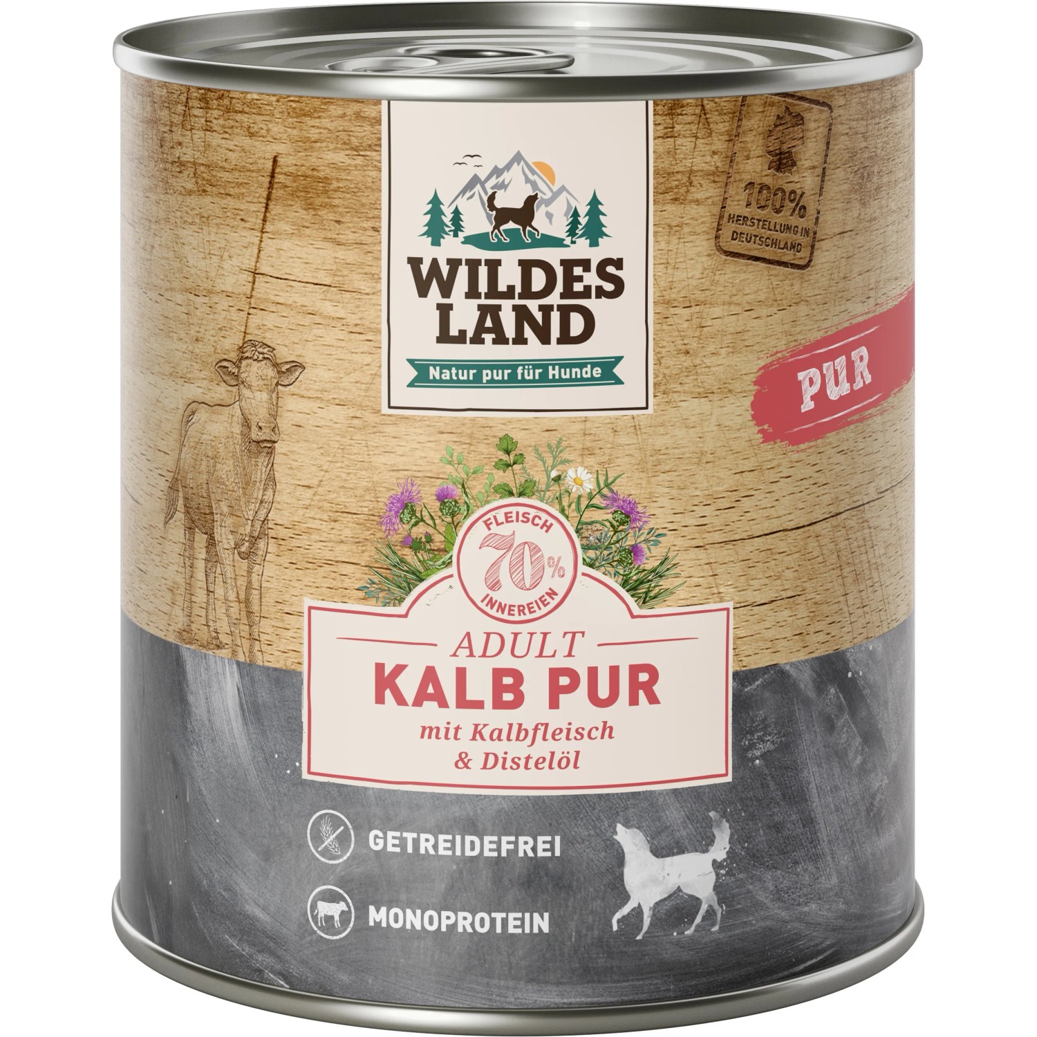 Wildes Land Hundenassfutter Kalb Pur Distell 800 g kaufen bei OBI