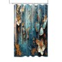 SANILO Duschvorhang Mariposa (180x200 cm) mit blau-goldenen Blumen und Schmetterlingen.