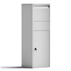 Wiltec Paketkasten Briefkasten Silberfarben 46X45X140 Paketbox Zuhause Päckchen