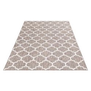 Beiger payé Teppich Sommer 200x290 cm mit Karo-Gitter-Muster für den Außenbereich.