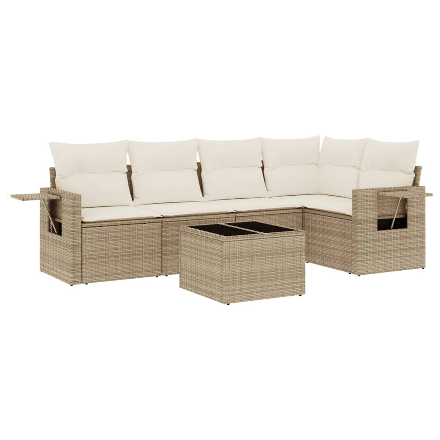 vidaXL 6-Tlg Garten-Sofagarnitur mit Kissen Beige Poly Rattan 3252475 günstig online kaufen