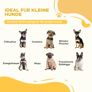 Geeignet für kleine Hunde: Chihuahua, Yorkshire, Zwergschnauzer, Mops, Französische Bulldogge, Miniatur Pinscher.