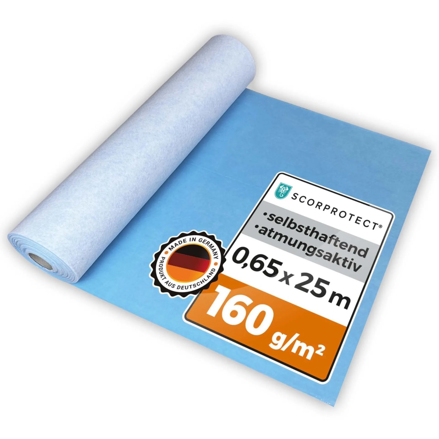 Scorprotect Atmungsaktives Abdeckvlies Selbsthaftend 0,65 X 25 M Mit Membranfolie 160 G M² AktivTurbo