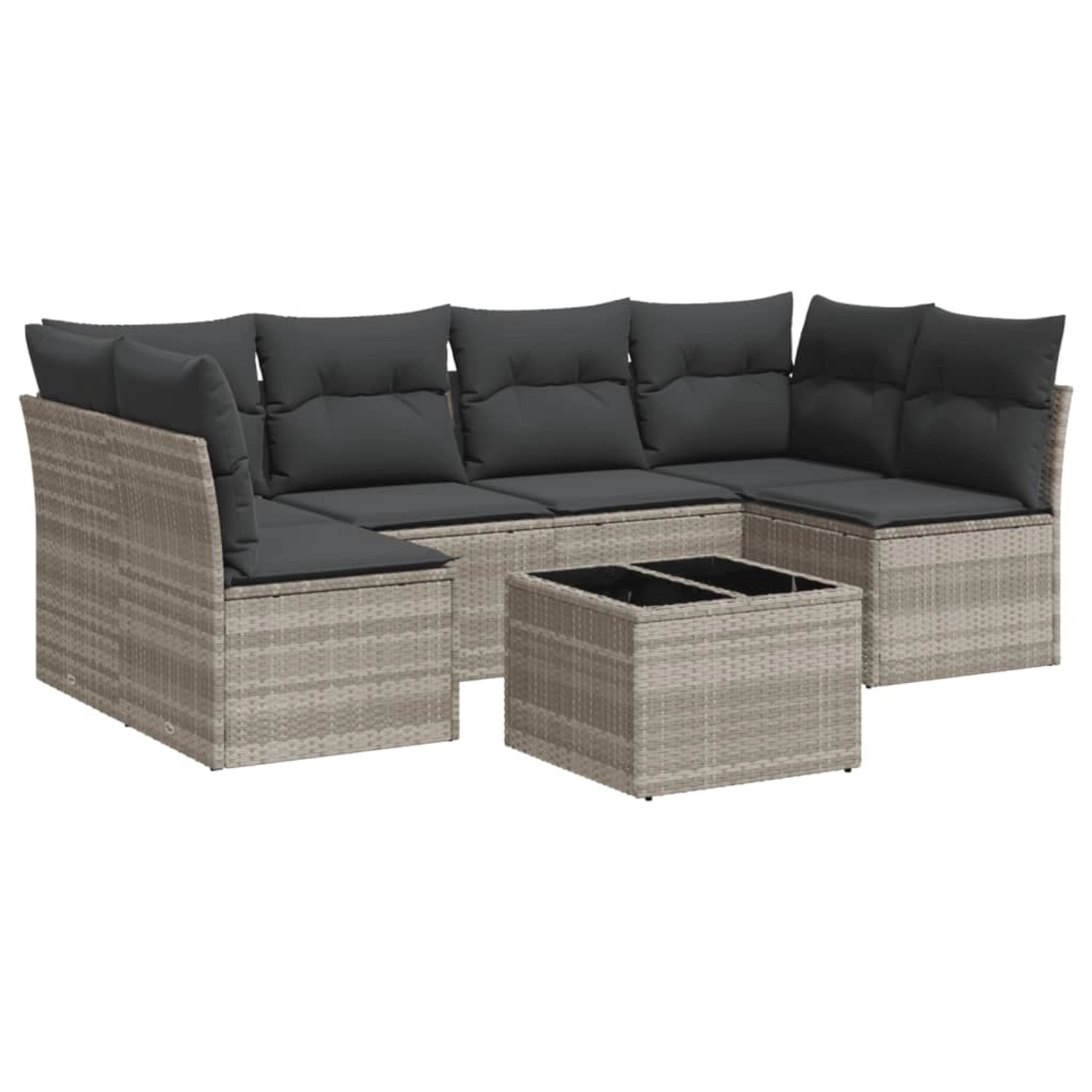 vidaXL 7-Tlg Garten-Sofagarnitur mit Kissen Hellgrau Poly Rattan 3249241 günstig online kaufen