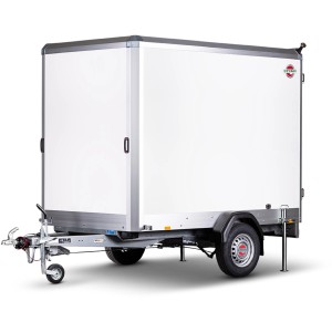 Stema Kofferanhänger 1300 Sandwich, gebremst, mit Stützrad und Abstellstützen.