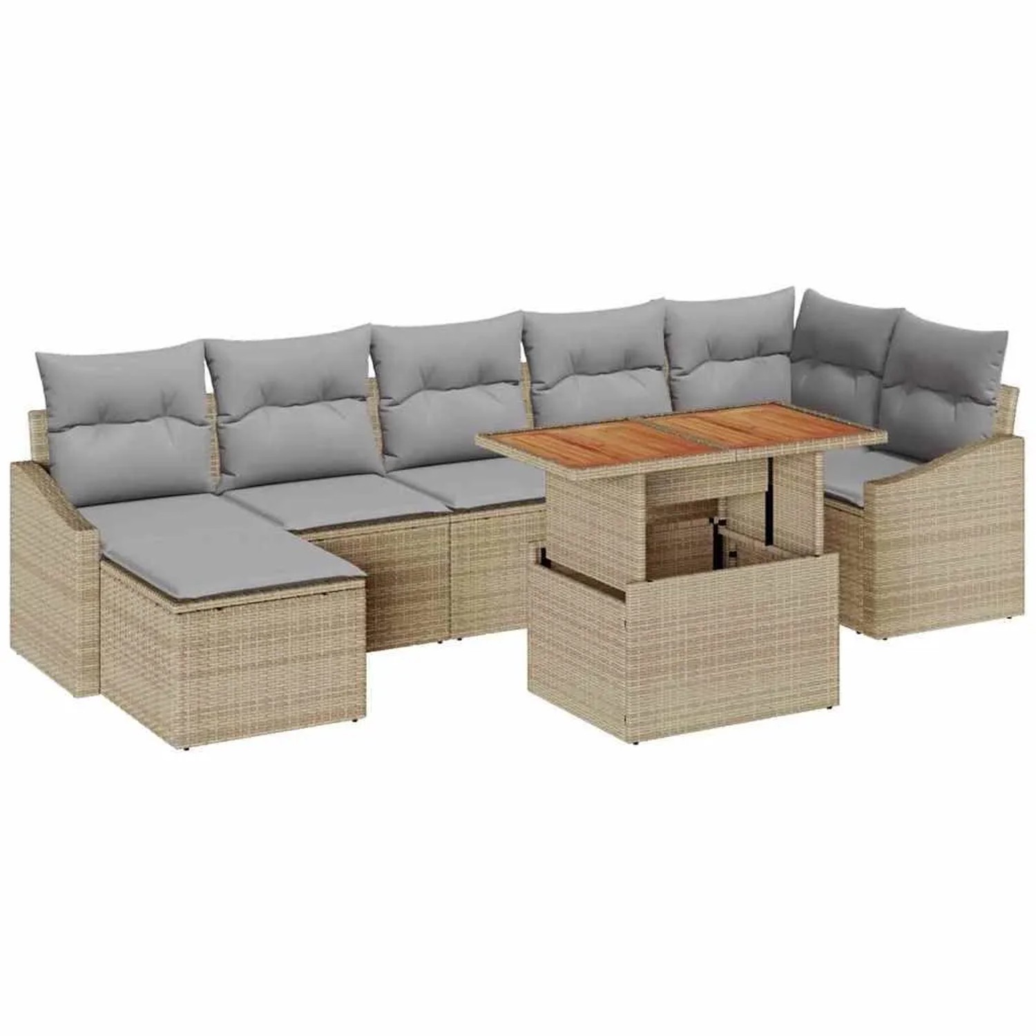 vidaXL Garten Essgruppe mit Kissen 8-Tlg Beige und Grau 3349867 günstig online kaufen