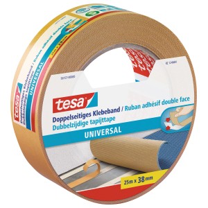 Tesa Universal doppelseitiges Klebeband, 25 m x 38 mm Rolle.