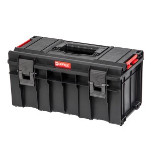 Qbrick System PRO 500 Basic Werkzeugkiste, 14 Liter, schwarz mit roten Akzenten.