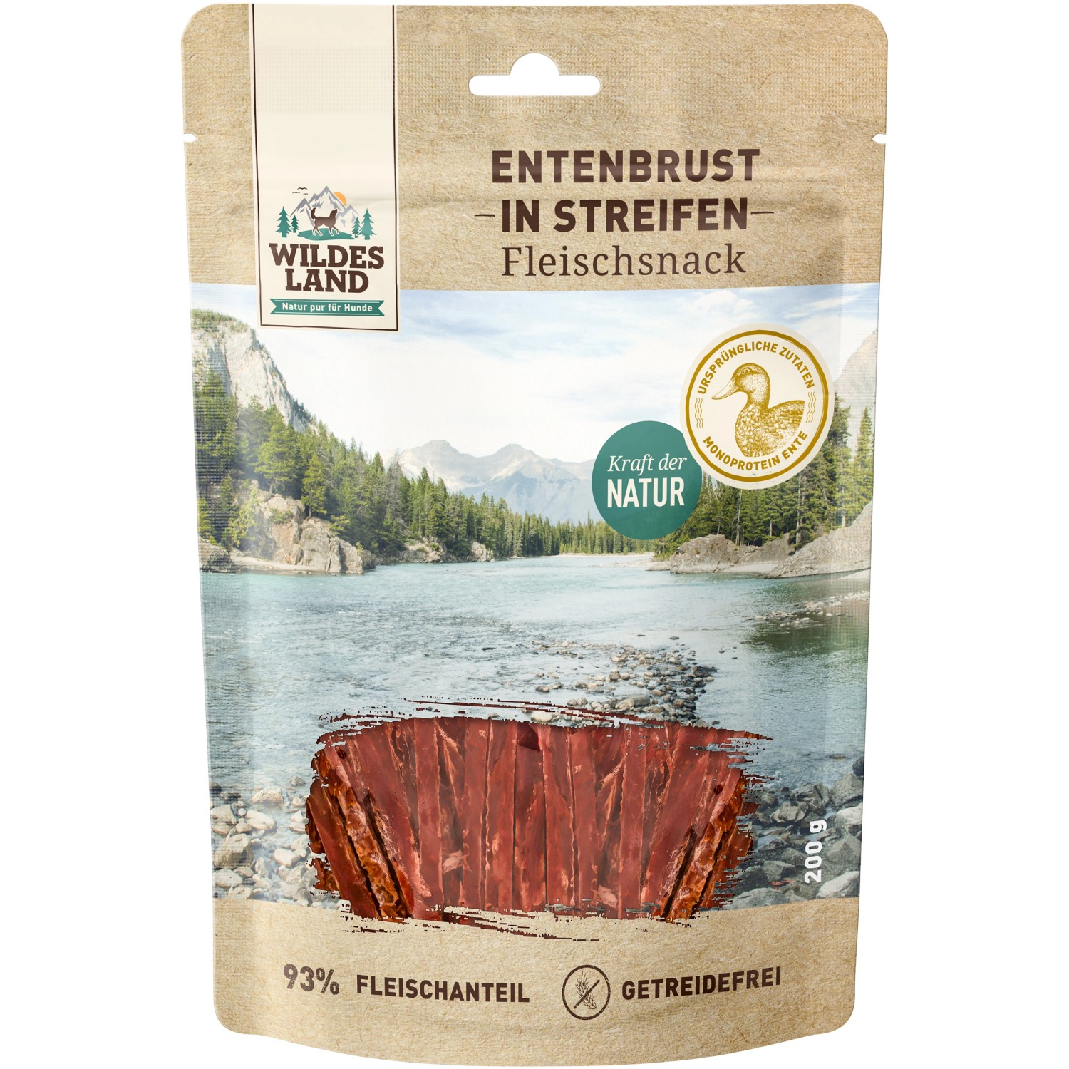 Wildes Land Hund Snack Entenbrust in Streifen 200 g