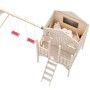 Palmako Toby Spielhaus-Set mit Schaukel aus unbehandeltem Holz, Leiter und zwei roten Schaukelbrettern.