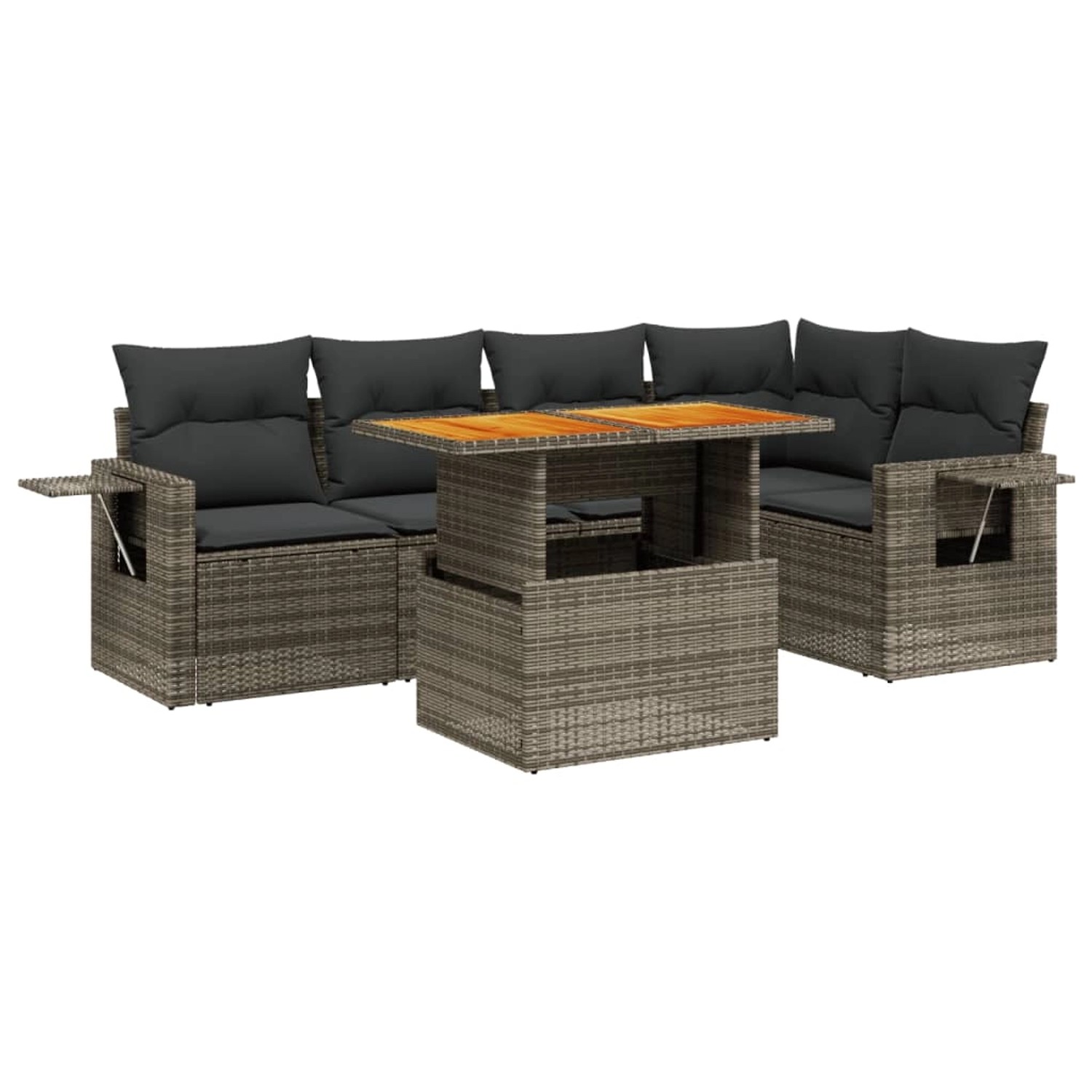 vidaXL 6-Tlg Garten-Sofagarnitur mit Kissen Grau Poly Rattan 3271746 günstig online kaufen