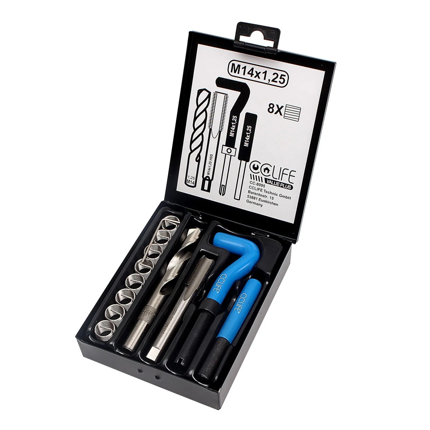 CCLIFE Gewindereparatur Satz M5 M6 M8 M10 M12 M14 Größe M14 x 125 8 Einsätz günstig online kaufen