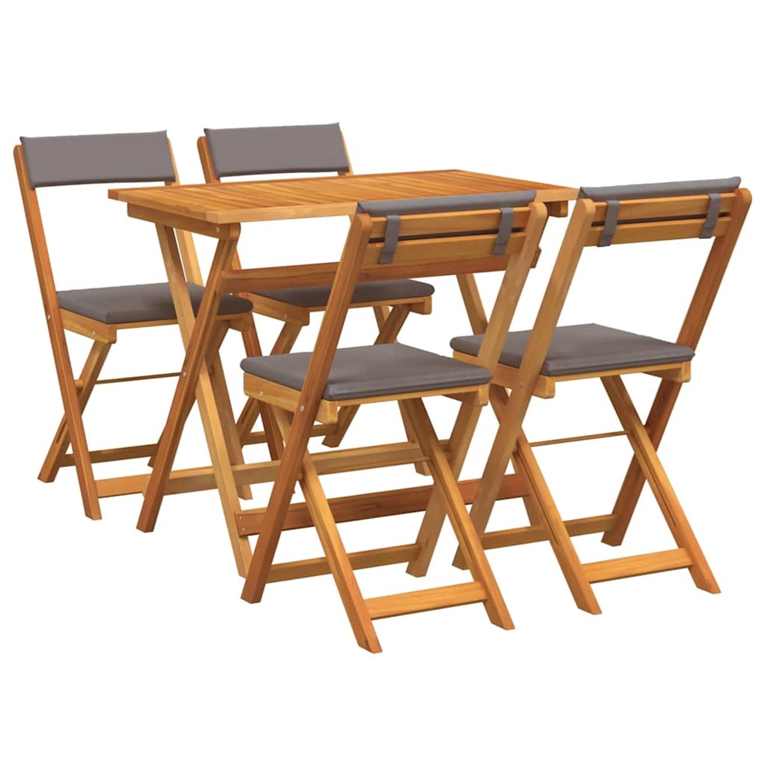 vidaXL 5-Teiliges Klappbares Bistro-Set mit Kissen aus Massivem Akazienholz günstig online kaufen