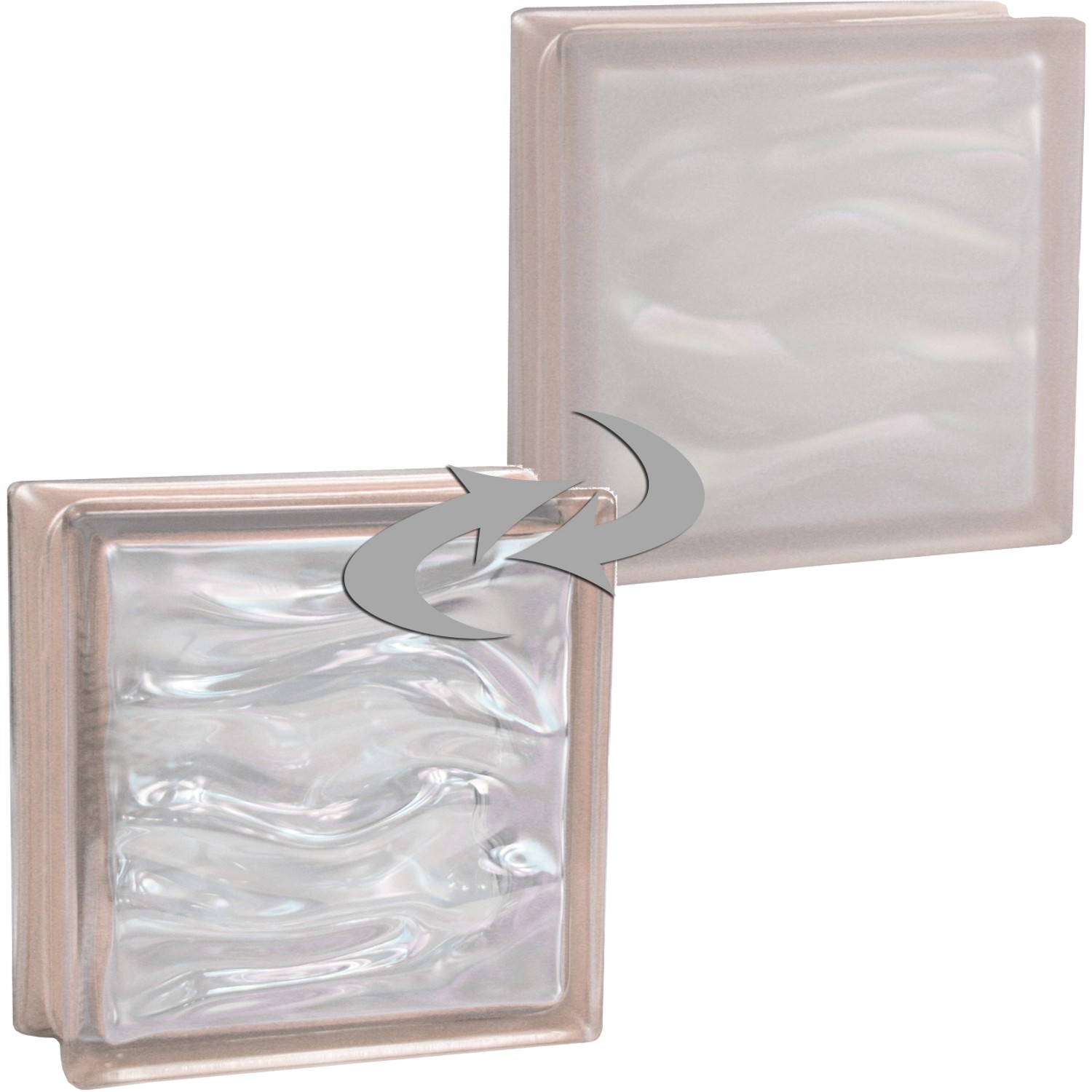 BM Glasstein Aqua Reflex Rosa 1-Seitig Satiniert 19 cm x 19 cm x 8 cm