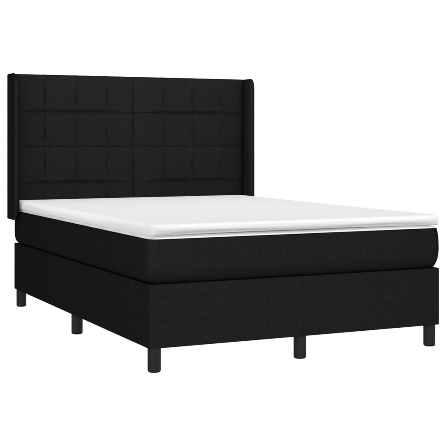 vidaXL Boxspringbett mit Matratze & LED Schwarz 140x200 cm Stoff 3138319 günstig online kaufen