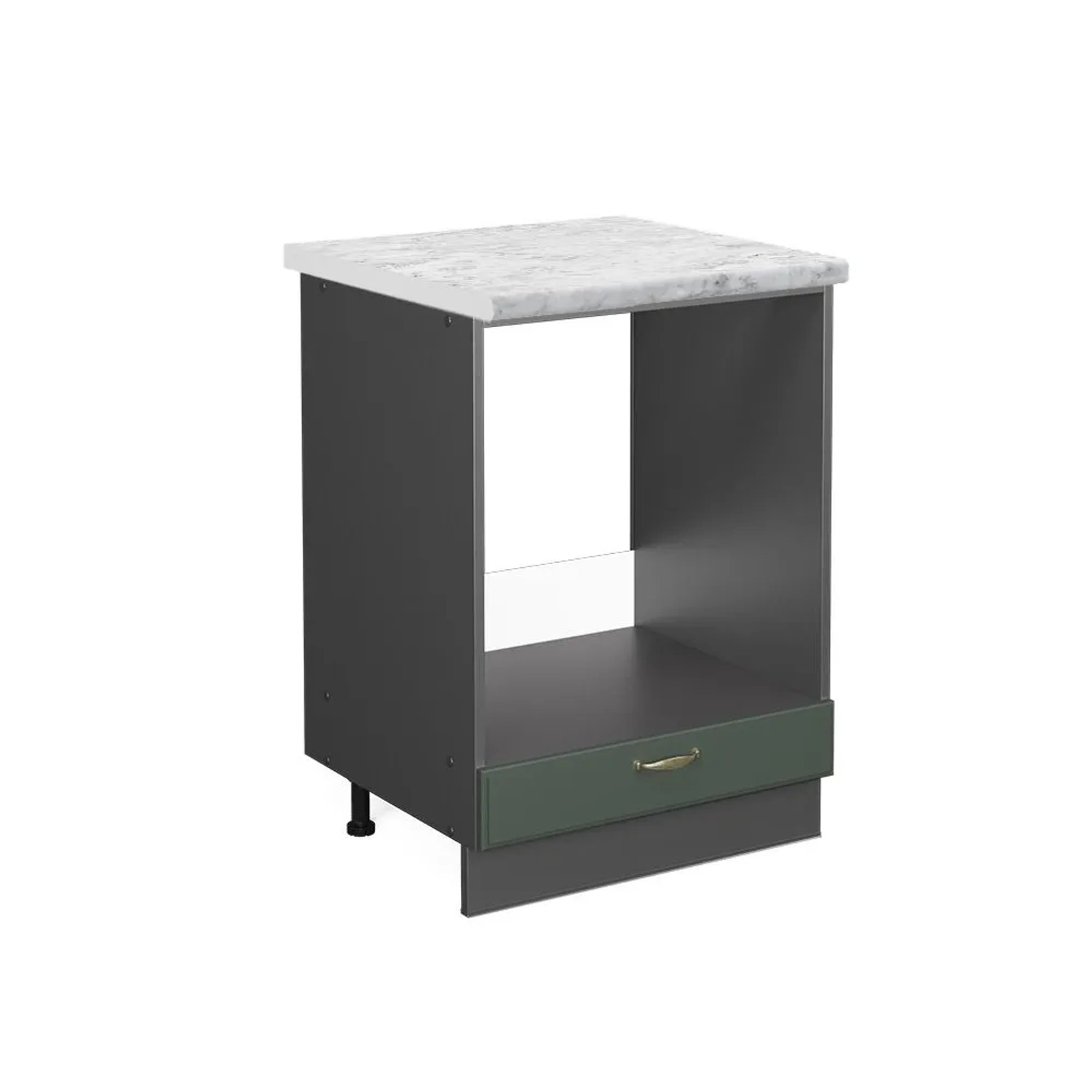 Vicco Herdumbauschrank Fame-Line Grün-Gold Landhaus Anthrazit 60 cm AP Marmor