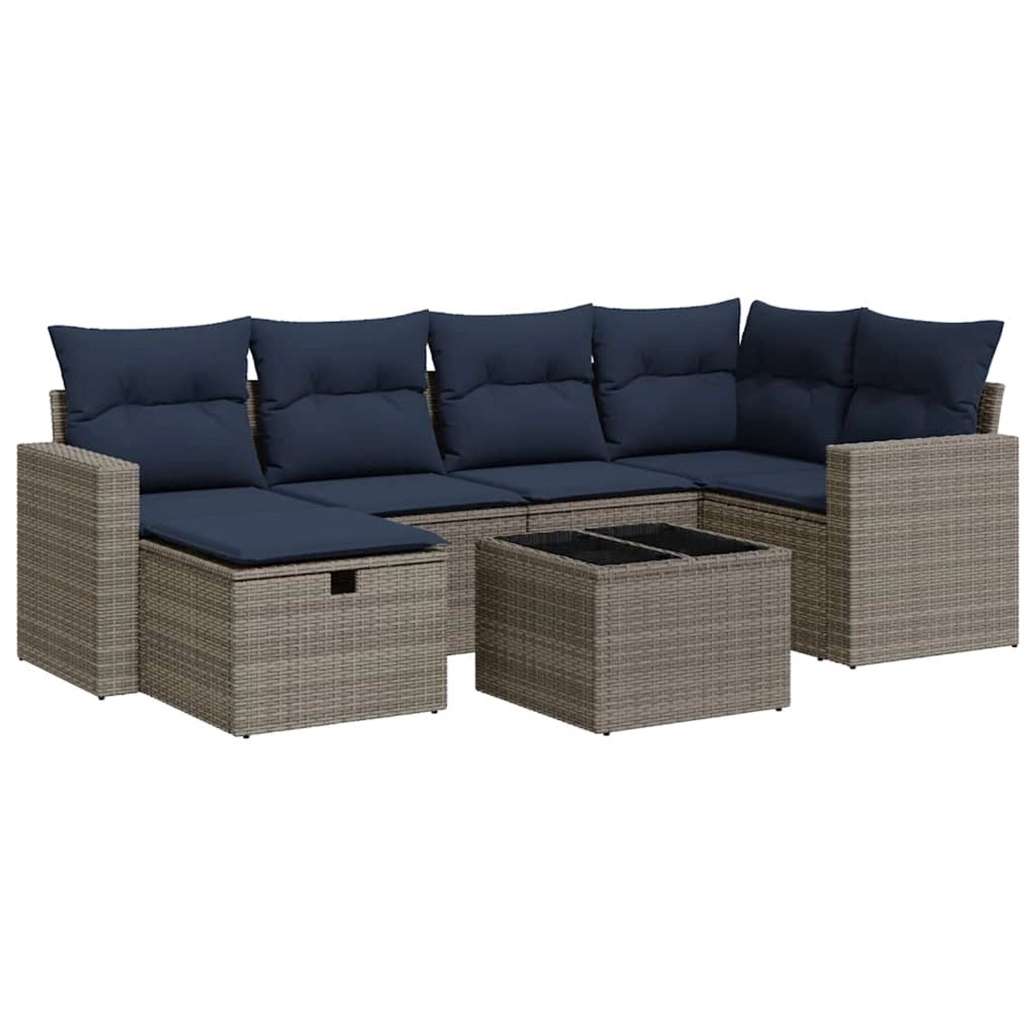 vidaXL 7-Tlg Garten-Sofagarnitur mit Kissen Grau Poly Rattan 3325397 günstig online kaufen