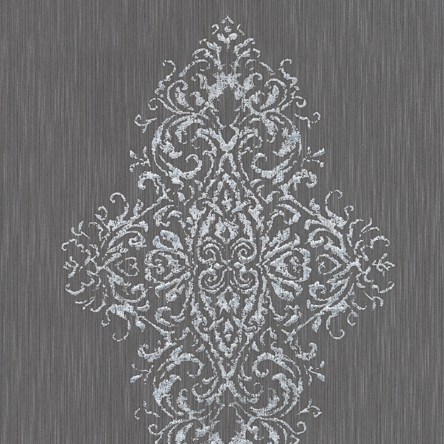 Bricoflor Neobarock Tapete mit Glitzer in Silber Ornament Textiltapete in anthrazit Ideal für Schlafzimmer und Esszimmer