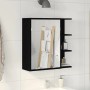 vidaXL Spiegelschrank in Schwarz Eichen-Optik mit Regal und Tür. Badezimmerspiegel zur Wandmontage.