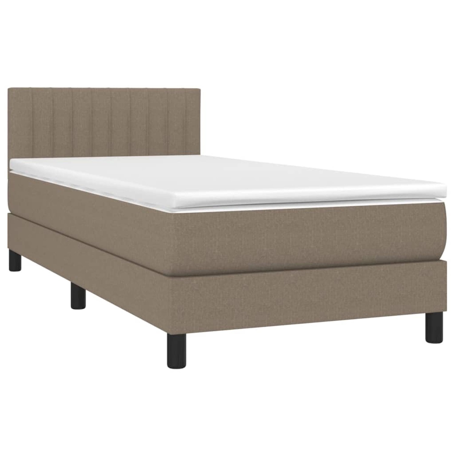 vidaXL Boxspringbett mit Matratze & LED Taupe 90x200 cm Stoff 3133289 günstig online kaufen