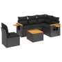 vidaXL 6-Tlg Garten-Sofagarnitur mit Kissen Schwarz Poly Rattan 3259220