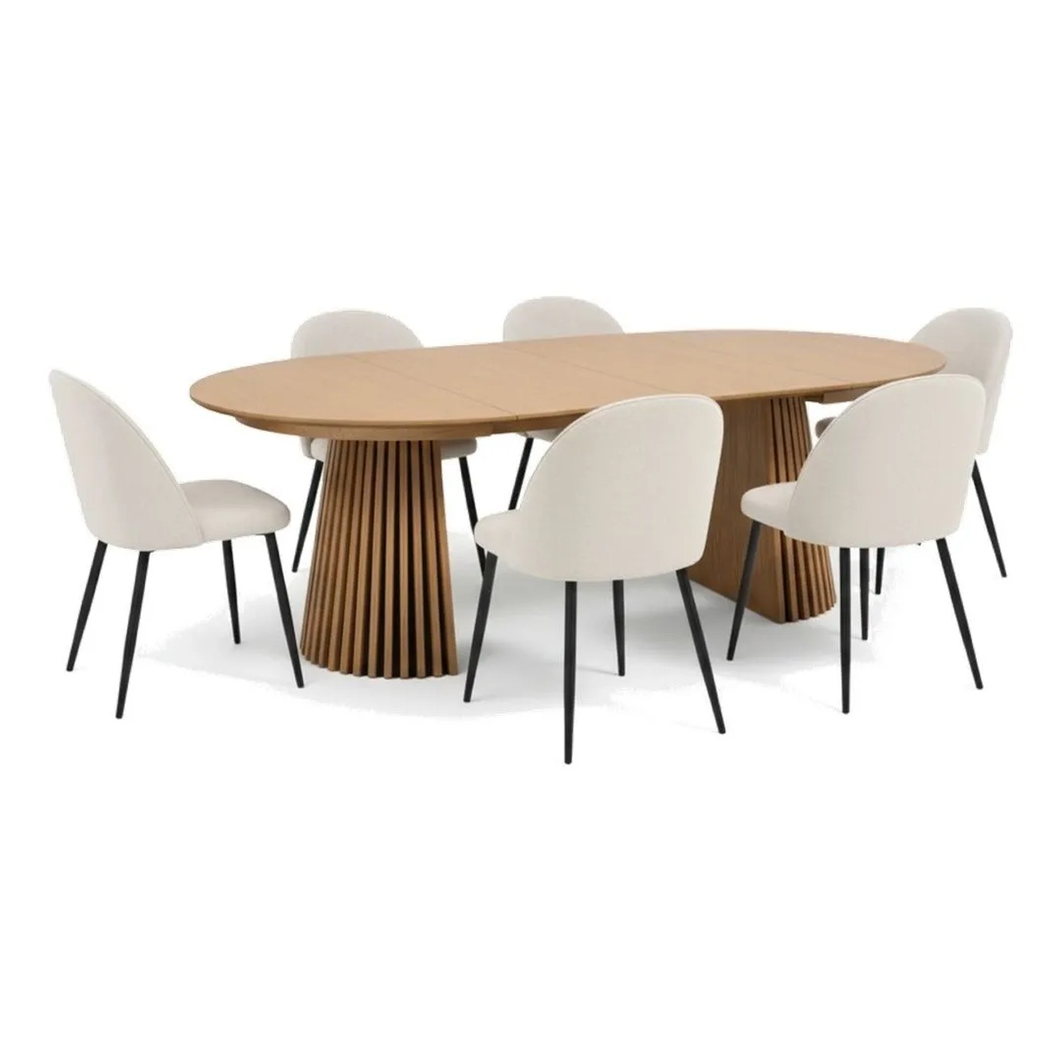 ebuy24 Tokyo Essgruppe Esstisch Natur 6 Stühle Aus Beigem Samt