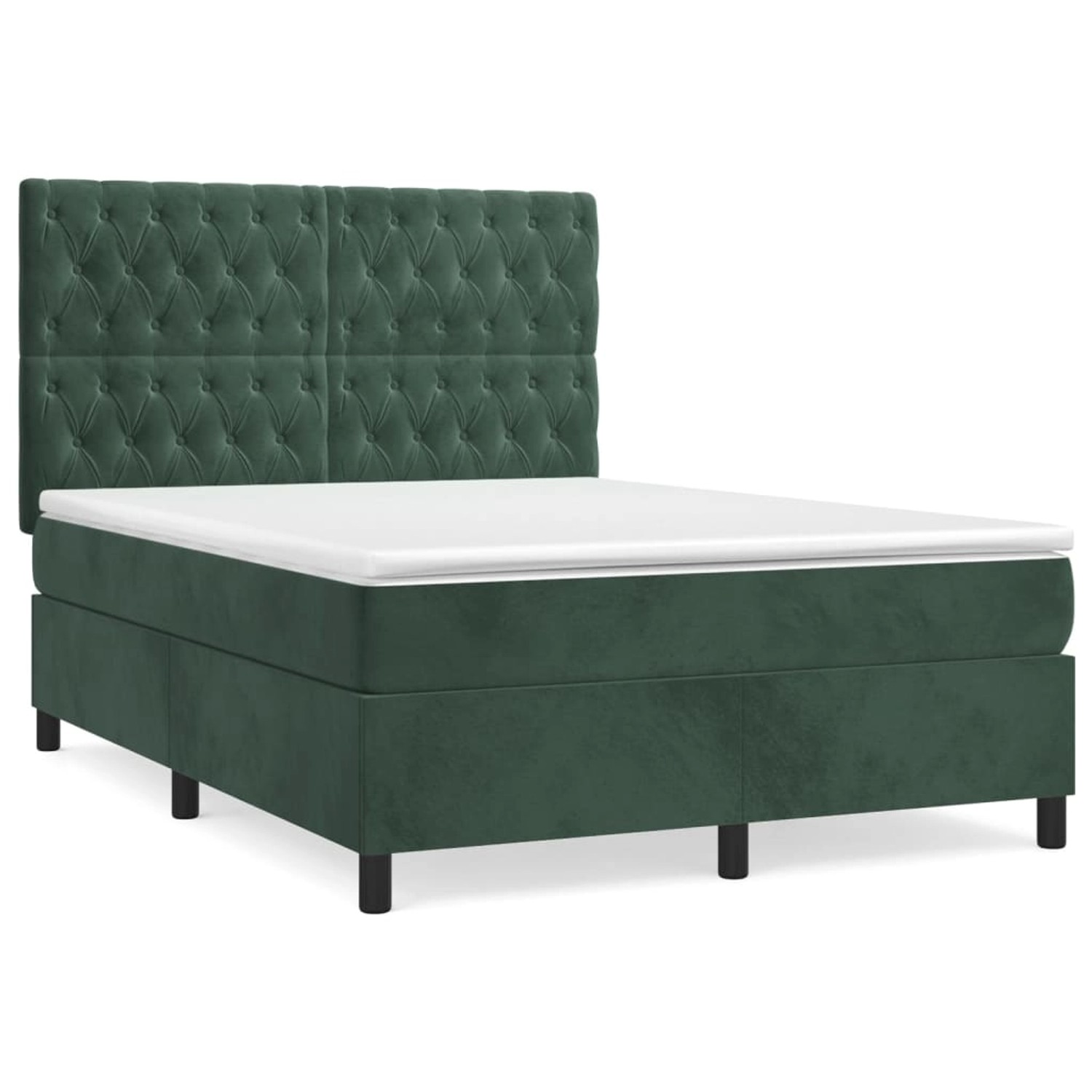vidaXL Boxspringbett mit Matratze Dunkelgrün 140x190 cm Samt 3143202 günstig online kaufen