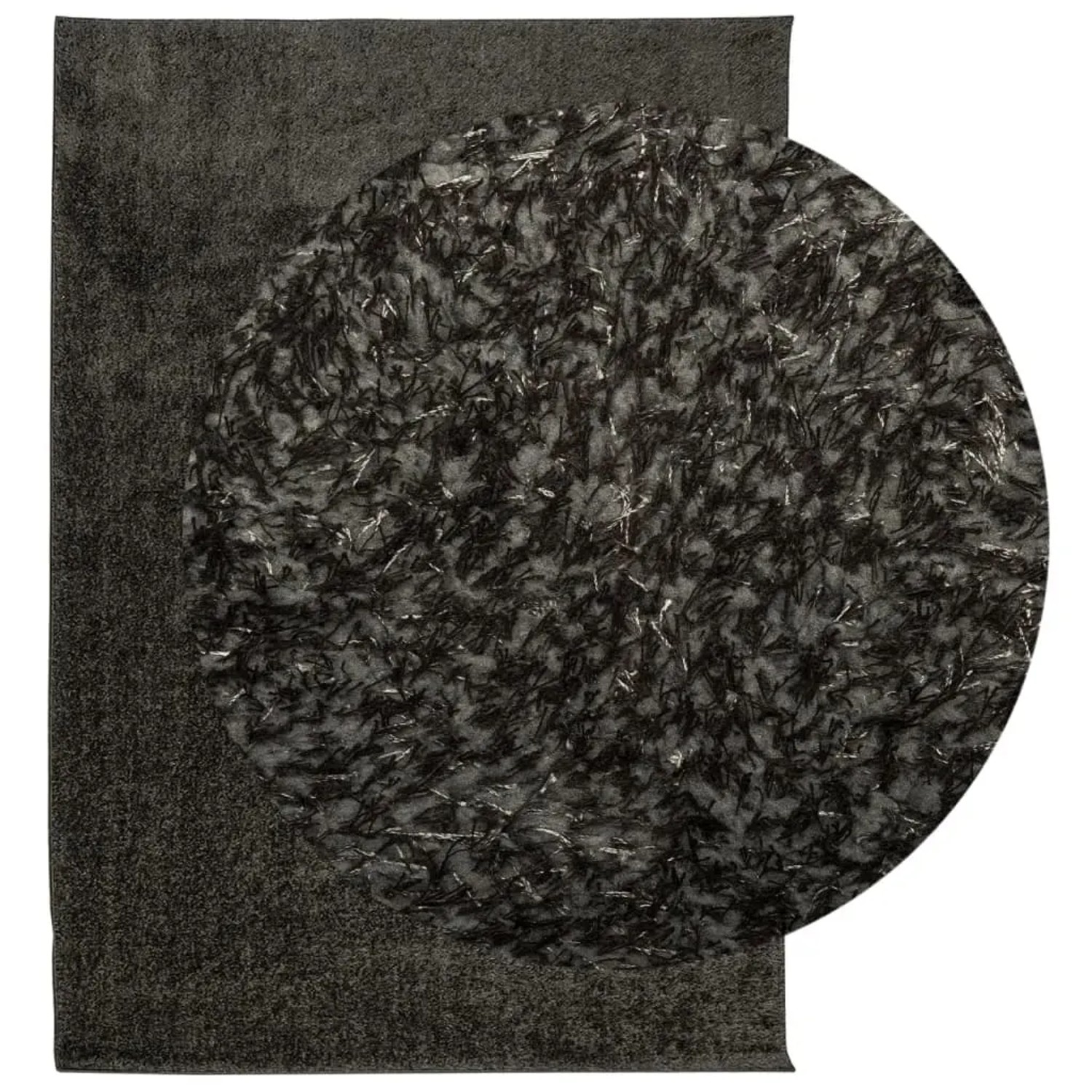 Anthrazitfarbener, glänzender Hochflor Teppich Istan, 120x170 cm.