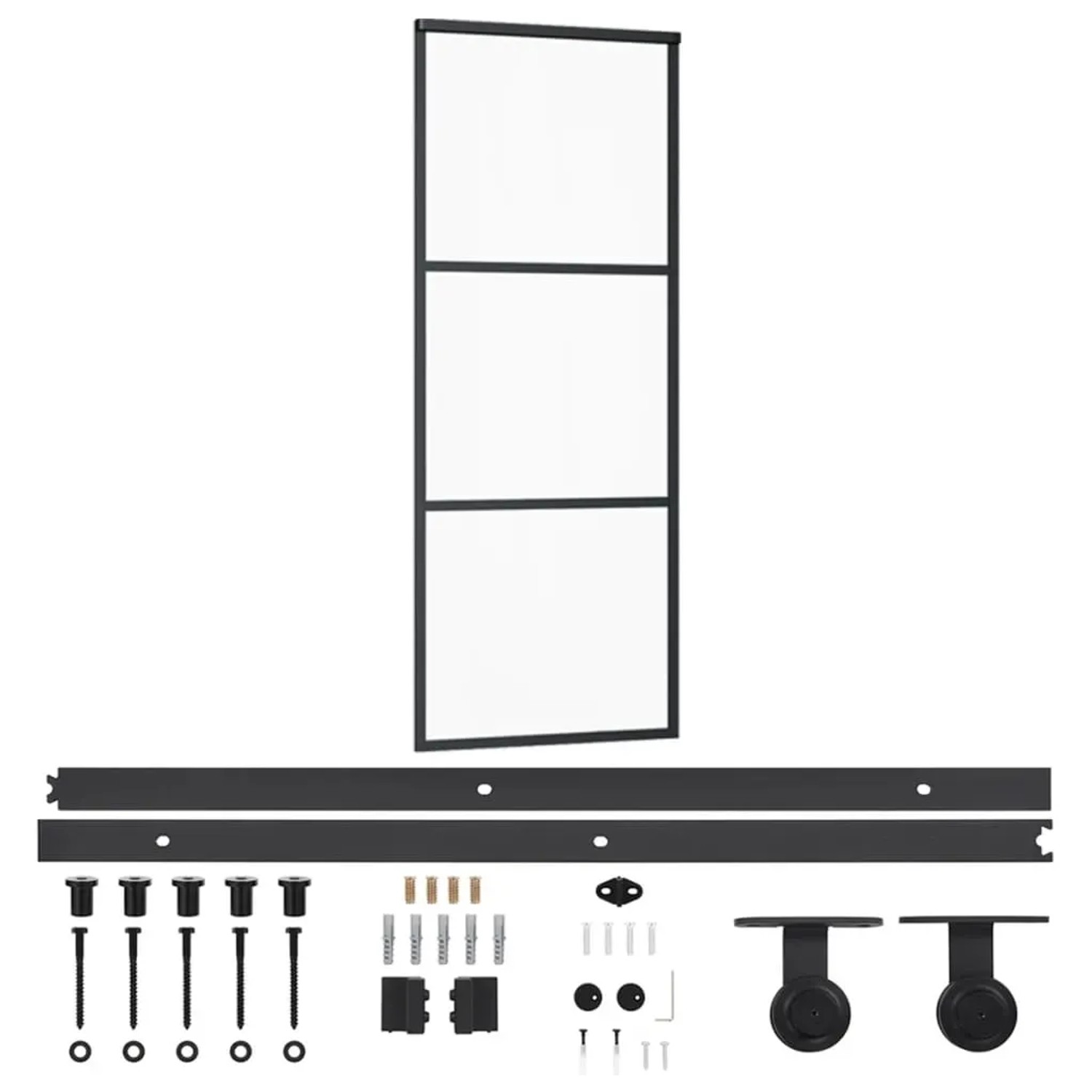 vidaXL Schiebetür mit Beschlag ESG-Glas & Aluminium 76x205 cm 3081938