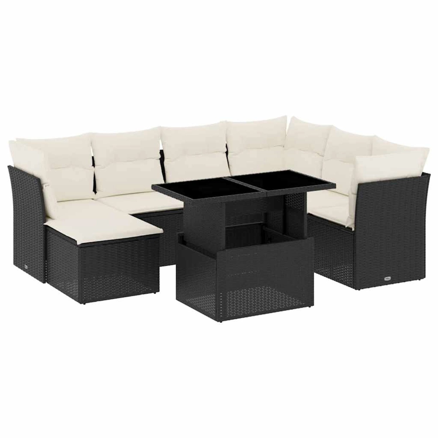 vidaXL 8-Tlg Garten-Sofagarnitur mit Kissen Schwarz Poly Rattan 3266756 günstig online kaufen
