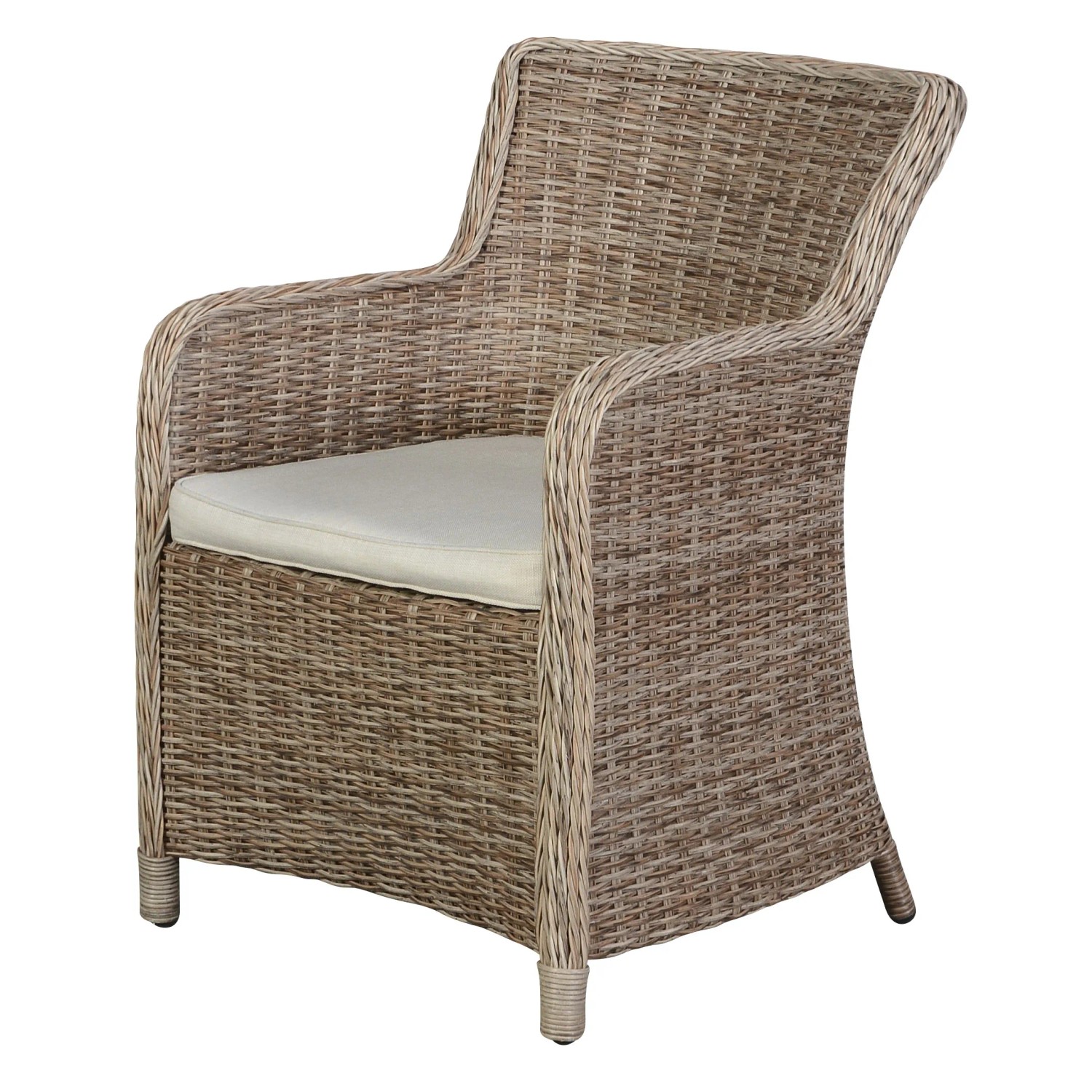 ebuy24 Gram Gartenstuhl Modell 3 mit Sitzkissen Natur und Offwhite