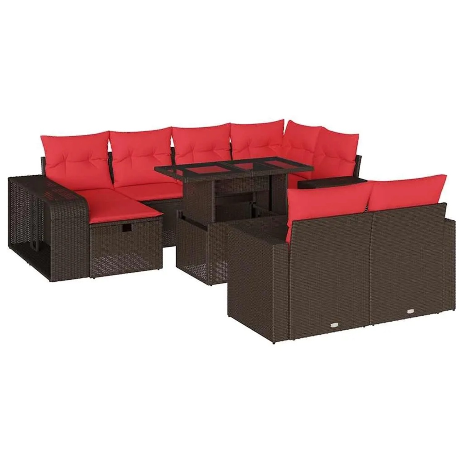 vidaXL 11-Tlg Gartensofa-Set mit Kissen Braun Polyrattan 3276510 günstig online kaufen