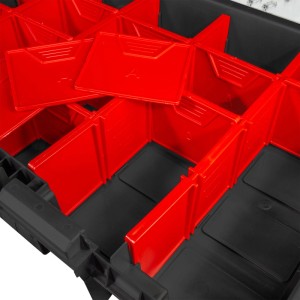 PROREGAL Sortierkasten mit 20 Fächern, schwarz/rot, für Aufbewahrung und Ordnung.