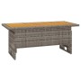 Grauer vidaXL Gartentisch aus Rattan mit Akazienholzplatte, Teil des 3-tlg. Lounge Sets.