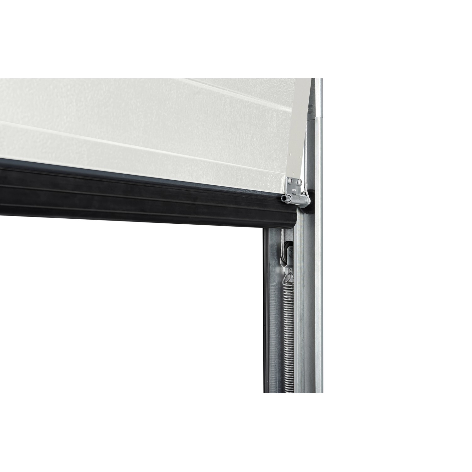 Detailaufnahme: IsoMatic Garagentor, anthrazitgrau, mit Federmechanismus und Dichtung.